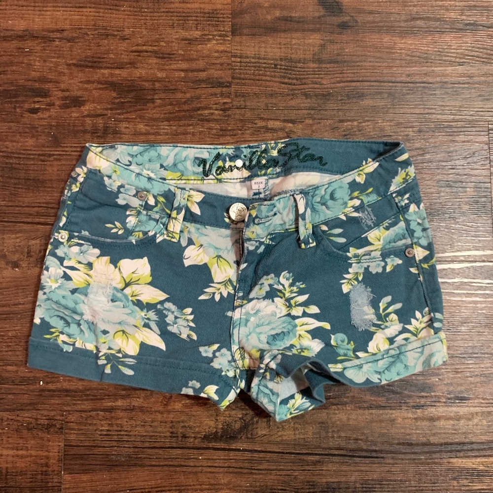 Floral Denim Shorts